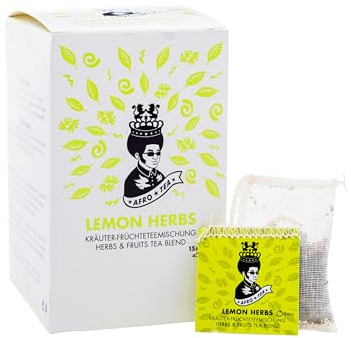 Afro Tea Lemon Herbs (Kräuter-, Früchteteemischung), Premium Tee in 15 Musselin-Teebeutel, je 2g, handgenäht. Erlesene Pflanzen bester Qualität - koffeinfrei
