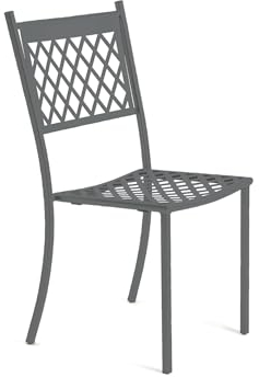 Mondo Viro Gartenstuhl Summertime aus lackiertem Metall, stapelbar, 49 x 57 cm, 95 cm (Antikgrau, 8)