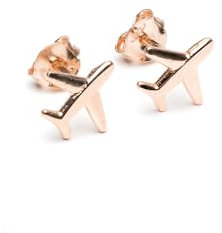 Flugzeug Ohrringe aus 925er Sterling Silber - Nickelfrei - Schmetterlingsverschluss - 10 mm - Geschenk für Reisende - 100% Made in Italy - Modell Chicago (Roségold)