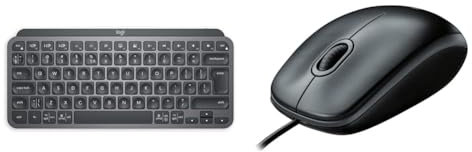 Logitech MX Keys Mini Minimalist Wireless Illuminated Keyboard, Compact, Bluetooth, Backlit, USB-C & B100 Wired USB Mouse, 3-Buttons, Optical Tracking, Ambidextrous PC/Mac/Laptop - Black