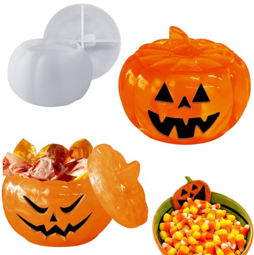 stampi in silicone per barattoli in resina, a forma di zucca, con coperchi, per conservare gioielli fai da te, contenitori per caramelle