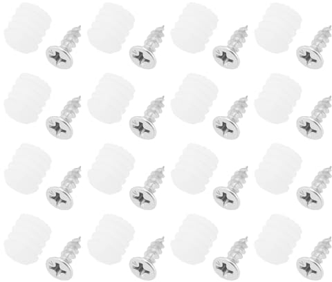 VGOL Set di 50 tasselli in plastica per la riparazione di mobili per armadi, compatibili con cerniere floreali, tasselli in plastica, ferro nichelato