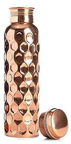 PR INTERNATIONAL Pure Copper Diamond Desgin Water Bottle with Lid 900ML