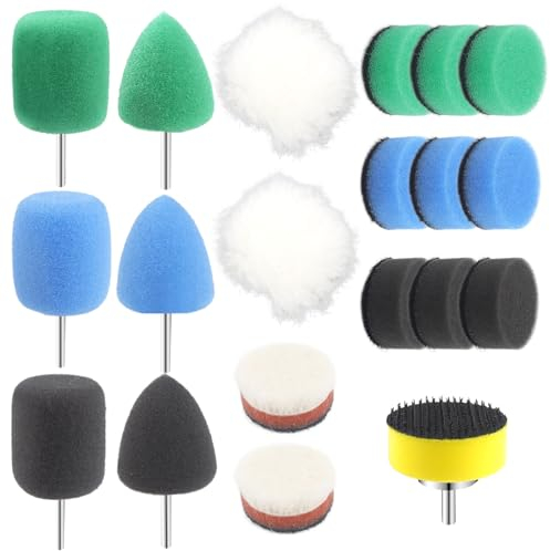 Set di mini spugne per lucidatura, 25 mm, 20 pezzi, mini punta per lucidatura, cacciavite a batteria, set di lucidatura con spugna per piccole superfici, levigatura auto, lucidatura cera (20)