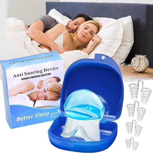 AIOUTGOGO Schnarchstopper,Anti Schnarch Zungenhalter Schnarchfrei Pro Schnarchen mit Nasenspreizer Schnarchen Stopper Schlafapnoe Gegen Schnarchen-Besser Atmen Schlaf