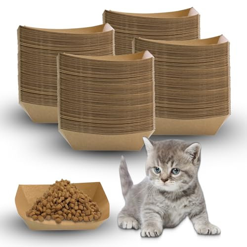 Disposable Cat Food Bowls, Thickened Disposable Cat Feeding Bowls, 150pcs Disposable Pet Bowls For Wet And Dry Food, Kitten, Puppy (21.2cm x 5cm)