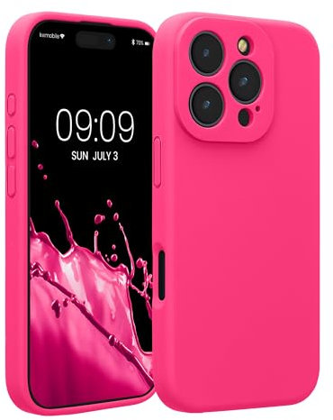 kwmobile Case Compatible with Apple iPhone 16 Pro Case - Slim TPU Silicone Phone Cover - Soft Touch Finish - Neon Pink