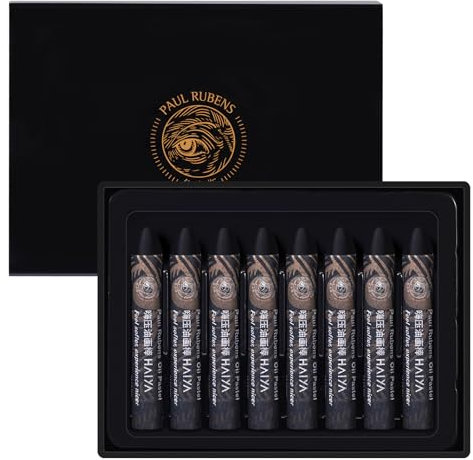 Paul Rubens Oil Pastels, 8 Black Colors HaiYa Artist Soft Oil Pastels Vibrant and Creamy, Art Supplies for Artists, Beginners, Students, Art Painting Drawing