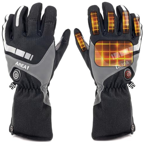 Beheizbare Motorradhandschuhe Skihandschuhe beheizt 4000mAh Lithium Akku. 3 Wärmestufen bis 4 Stunden Wärme. Inkl. USB Ladekabel. Herren Damen Unisex (Größe M) Touch-Display fähiges Fingermaterial