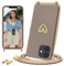 Sebor Handykette für iPhone 12 / iPhone 12 Pro Hülle mit Band, Gold Herz Necklace Schutzhülle Silikon Stoßfest Handyhülle mit Kette, Abnehmbar Kordel zum Umhängen für iPhone 12 / iPhone 12 Pro, Braun