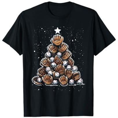 Baseball Christmas Outfit Baseball T-Shirt Schwarz S Crew-Ausschnitt Kurzarm Unisex Kinder Unisex Erwachsene Klassisch geschnitten Cartoon-Muster Baumwolle 50% Polyester 50% Winter Pull-On 1 Count