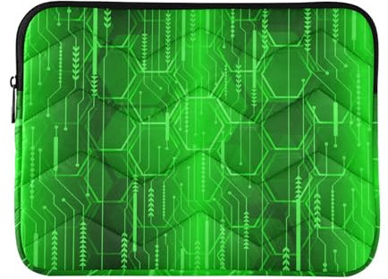 Laptophülle, weiches Futter, Laptop-Reißverschluss, 38,1 cm, 40,6 cm, Grün, Cyber Circuit Future Computerhülle mit Reißverschluss von holzhausen