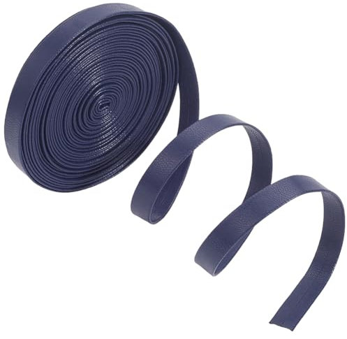 GORGECRAFT 5 m Umklappbarer Lederstreifenriemen 10mm Breit Flache Lederschnur Marineblau Dünnes Lederschnürseil 1mm Dick Doppelseitiger PU Lederriemen Für Heimwerker Schmuck Werkzeugwerkstatt