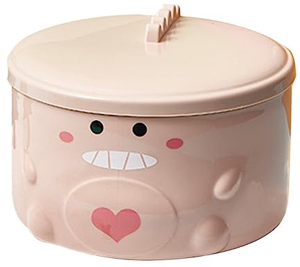 BDSHGRDH Bowls， Ceramic Instant Noodle Bowl,Ceramic Bowl with Lid and Handle for Instant Noodle Cereal Bowl Soup Bowl Instant Noodles Mug Pink