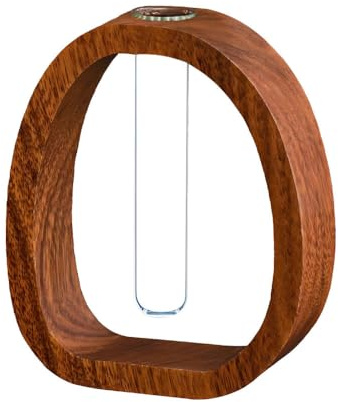 Moderne Reagenzglasvase, Transparente Pflanzenvase aus Holz und Glas, Hydrophile Vase als Tischdekoration, Geschenk für Frauen, Pflanzgefäß für Zuhause und Büro