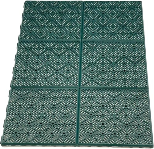 Heavy Duty Interlocking Garden Patio Tiles Weatherproof Non-Slip Plastic Decking Pavers – Outdoor Flooring for Walkways, Lawns, Camping, Patios & Caravans – Easy Clip System – 30x30cm (Green, 10x)
