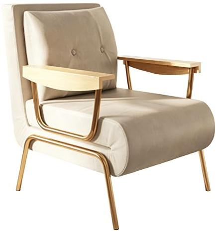 Modernes Klappsofa Bett mit Schlaffunktion Schlafsessel mit 6-Stufen Rückenlehne Schlafsofa 1-Sitzer Stahlrahmen & Erhöhte Füße für Kleine Wohnungen Gästezimmer(Khaki,26.77in/68cm)