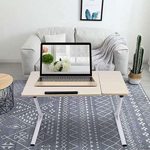 HEEPDD Scrivania per Laptop, Tavolo Portatile Regolabile Pieghevole a Forma di Z con Piano Inclinabile per Leggere, Lavorare e Giocare (colore acero bianco)