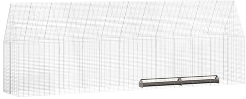 vidaXL Hühnerkäfig 2 pcs Silber 600 x 100 x 210 cm Verzinkter Stahl, Garten und Terrasse, Robustes modernes Tierhaus, Wetterfester geschützter Bereich für Deine Lieblinge