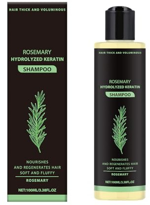 Rosmarin Shampoo mit Hydrolysiertem Keratin,Verdickendes & Stärkendes Volumen-Shampoo für Dünner Werdendes Haar, Sanfte Kopfhautpflege für Frauen & Männer,100 ml