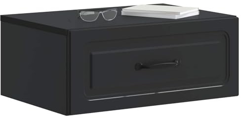 vidaXL Wandmontierter Nachttisch 2 pcs Schwarz 49 x 34,5 x 20 cm, Moderne rechteckige Nachttischlampe, praktischer Tisch mit viel Stauraum, kompakt für stylische Ordnung