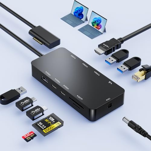 2026 Surface Pro Dockingstation Hub mit HDMI 4K@60Hz+RJ45 Ethernet+DC Power | Neues MS Surface Dock 2,für Surface Pro 11/10/9/8/X/7/6/5/4/3,Surface Laptop 7/6/5/4/3/2/1,Laptop Studio,Laptop Go3/2/1,Book