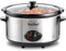 VonShef Slow Cooker 6.5L with Easy Clean Removable Oven to Table Dish, Glass Lid & 3 Heat Settings- High/Low Power Mode & Keep Warm Function- For Soups, Stews, Casseroles & Curries- Stainless Steel