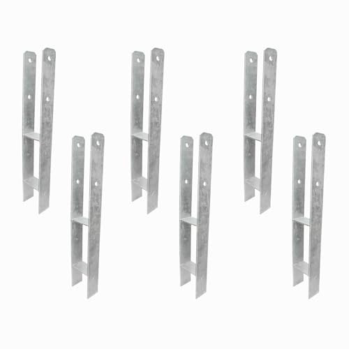 6 H-Pfostenträger feuerverzinkt verstärkt 5/600 mm für 120 mm Pfosten