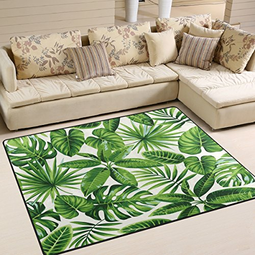 Use7 tropische grüne Exotische Palmenblätter Teppich Teppich für Wohnzimmer Schlafzimmer, Textil, mehrfarbig, 160cm x 122cm(5.3 x 4 feet)