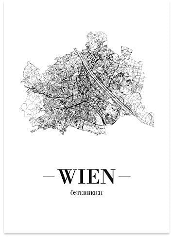 JUNIWORDS Stadtposter - Wähle Deine Stadt - Wien - 30 x 40 cm Poster - Schrift A - Weiß