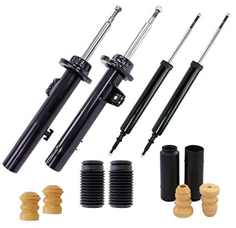 BESTPRICE 4x amortisseurs à gaz avant et arrière jambe de suspension y compris roulements de dôme &, kit anti-poussière, Compatible avec BMW Série 3 (E90), Série 3 Cabrio (E93), Série 3 Coupé (E92)