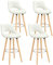 WOLTU Tabouret Bar, Lot de 4, Chaise Haute Bar, Tabouret Haut avec Dossier et Repose-Pieds, Cadre en Bois, Siège en Similicuir, Blanc, BH111ws-4