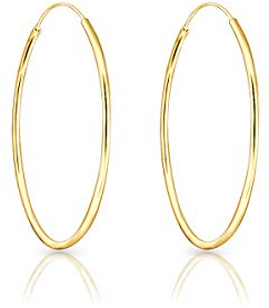 DTPsilver® Ohrringe Gelb - Creolen Silber 925 Mittelgroß - Ohrringe Silber 925 Vergoldet