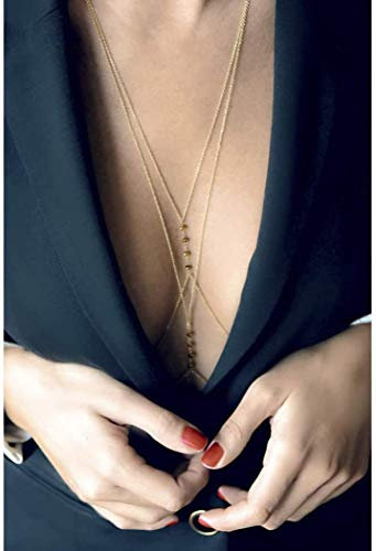 Yean Sexy Body Chain Crossover Bauchkette Bikini Taille Strandgeschirr Halskette für Frauen und Mädchen