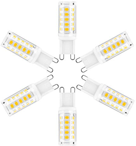 Haofy G9 LED Lampe Warmweiß 2700K, 5W / Kein Flimmern/Dimmbar G9 LED Lampen COB Neuestes, 500LM G9 Led Lampe Birne Ersatz, AC220-240V - 6er-pack [Energieklasse A+] (Dimmbar Kein Flimmern 6er-pack)