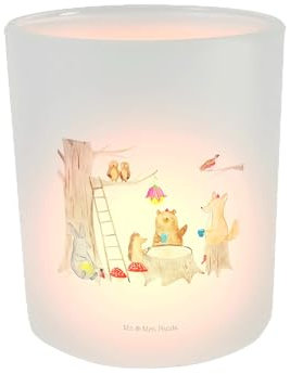 Mr. & Mrs. Panda Windlicht aus Glas Waldtiere Picknick - Geschenk, Eichhörnchen, lustige Sprüche, Windlicht Deko, Kerzenglas, Windlicht Zur Hochzeit,