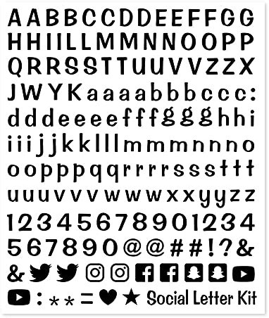 4R Quattroerre.it 1258 Kit Lettere Adesive Componibili Social Media, Nero