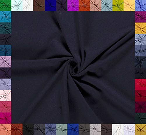 0,5m Baumwoll-Jersey uni 8% Elasthan Baumwollstoff elastisch Meterware Jersey-Stoff Oeko-Tex Kl 1, Farbe:marineblau