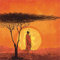 linoows 20 Servietten Afrika, Afrikanischer Sonnenuntergang in der Savanne 33x33 cm