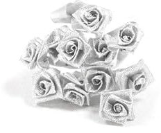 HOBI 1 Bouquet décoratif Argent en Tissu avec 36 Mini Roses sur Tige REF/FL681