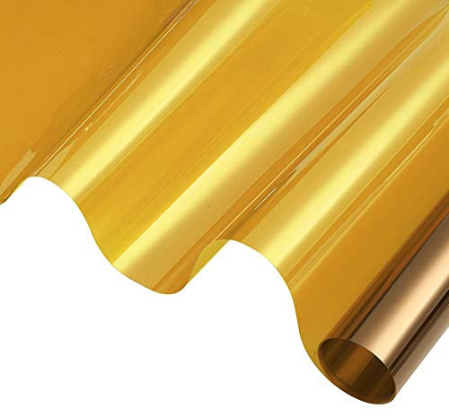 Daytime Privacy Window Film Sun Blocking Blackout Window Film Anti UV Heat Control Window Tint for Home Office Static Cling Vinyl 19.68'' x 118'', Yellow