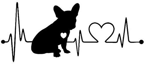 Yicare 2 Stück Französische Bulldogge Herzschlag Auto Stoßstange Fenster Aufkleber Reflektierend Dekor Anzug für Ford Mercedes-Benz BMW Volkswagen Passat Audi Schwarz