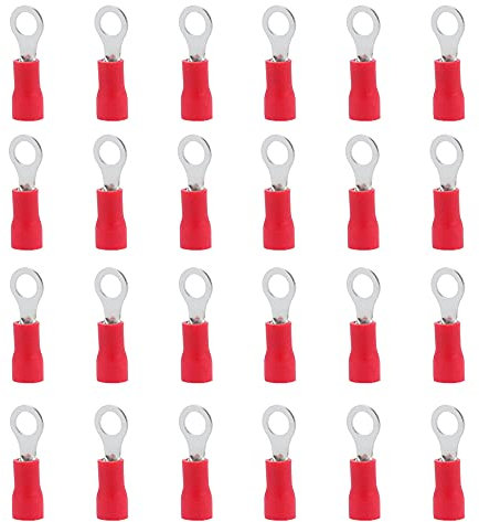 Ruidee 100 Pezzi Terminali ad Anello Connettori Elettrici M4 PVC Occhiello Anello Isolati Capicorda Giallo di Rame Connettore Terminale per Il Collegamento di Cavi, Fili (PRR4)