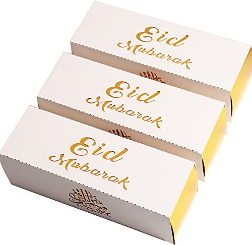 BETESSIN 24 STK Eid Mubarak Geschenkbox Gastgeschenk Box für Geschenkschachtel Kartonage Gastgeschenke Pralinenschachtel Leer Konfektschachtel (Creme)