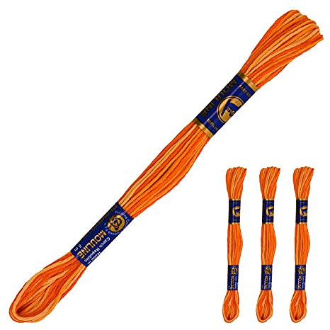 3 Docken Stickgarn je ca. 8m Sticktwist mit Farbverlauf 100% Baumwolle Stickerei Farbwahl, Farbe :21162 Orangetöne