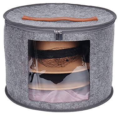 Goklmn Large Hat Box Travel,Foldable Hat Boxes with Lids, Decorative Closet Organizer For Women and Men,Suitable for Various Types of Hats,15.7 x11 Inch,Gray
