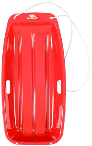 Trespass Icepop Schlitten mit Seil Kunststoff Winter Erwachsene Schnee Schlitten Ski Board (Rot)…