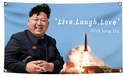 Live Love Laugh Kim Jong Banner mit vier Messingösen, lustige Flaggen für Studentenwohnheim, Veranstaltung, Garten, Rasen, Veranda, Schlafzimmer, Konferenzraum