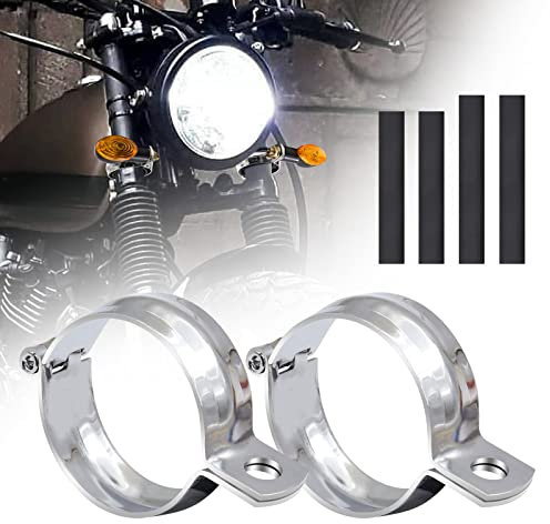 2Pcs Motorcycle Headlight Mounting Brackets Front Fork Indicator Mounts, 32-41mm Tube Clamp Mounts Bracket Extension Holder, for Led Fog Work Light Bar Turn Signal Indicators Silver Small