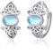 KINGWHYTE Keltischer Knoten Mondstein Creolen für Frauen Damen Mädchen, 15mm Oval Regenbogen Stein Huggie Hypoallergen Ohrringe Ohrstecker